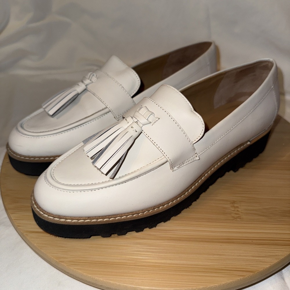 Franco sarto Carolyn White Tassel loafer slip on chunky 7.5 M Business Women - Picture 1 of 8